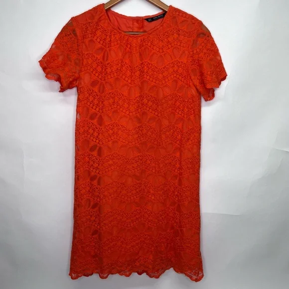 Zara womens Dress orange lace Size M Zara womens Dress orange lace Size M